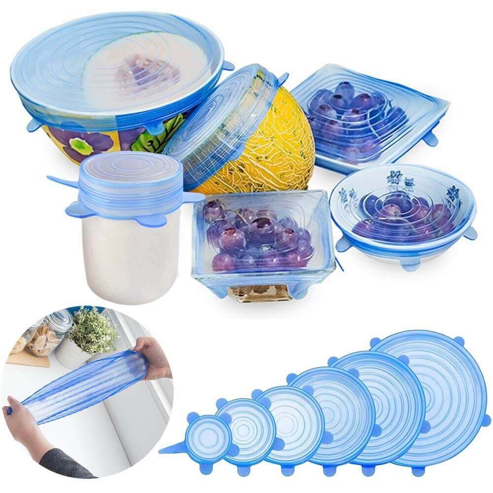 Coperchi elastici estendibili cucina silicone 6 pezzi tappi contenitore