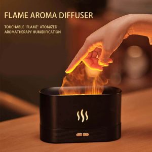 Diffusore aroma ambienti umidificatore a fiamma LED aromaterapia