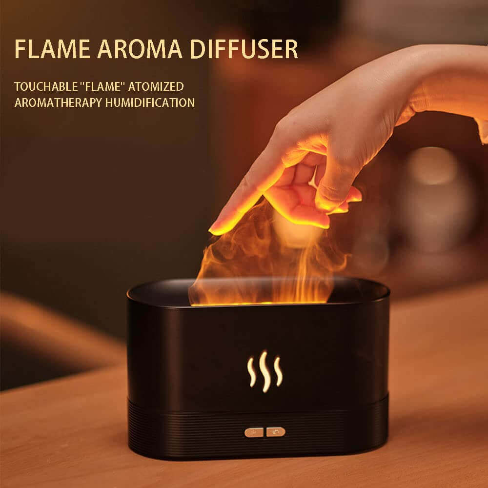 Diffusore aroma ambienti umidificatore a fiamma LED aromaterapia