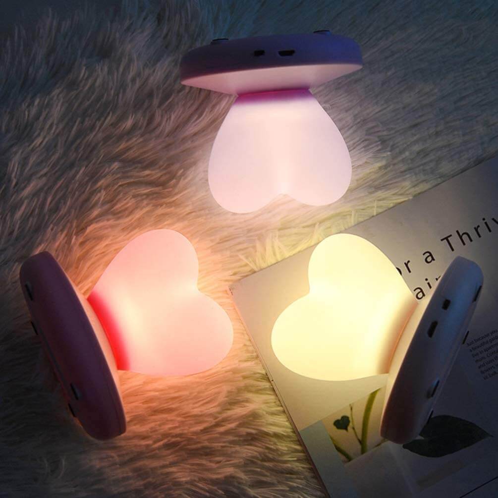 Lampada notturna led cuore da tavolo batteria usb domma morbida luce
