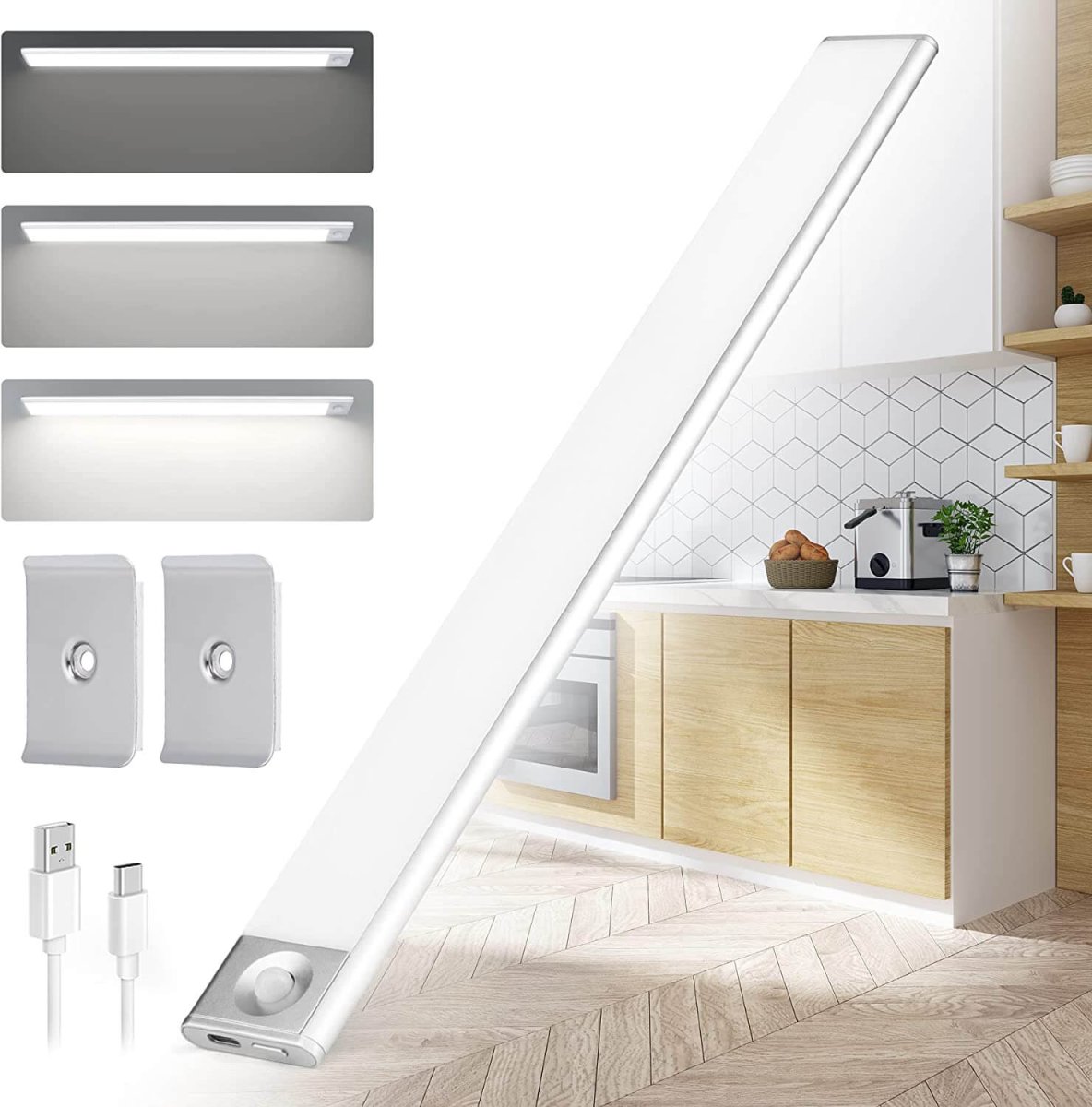 Luce led Sensore Di Movimento Pir Striscia Led luce per armadio ricaricabile USB
