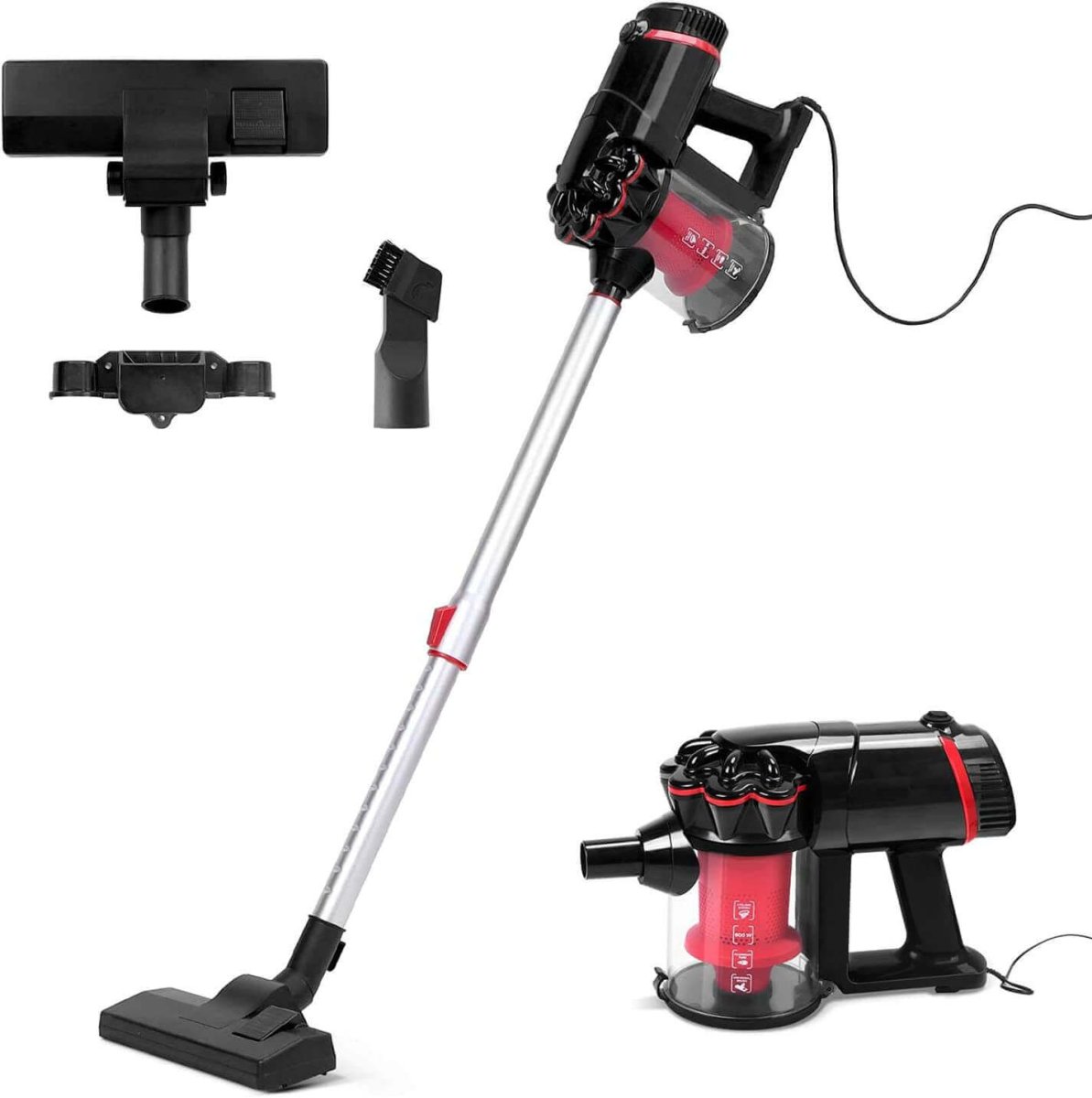 Aspirapolvere Senza Sacco Scopa Elettrica Portatile e Verticale da 600W con Filo