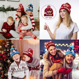 Cappello natale luminoso led per bambini caldo e colorato natalizio