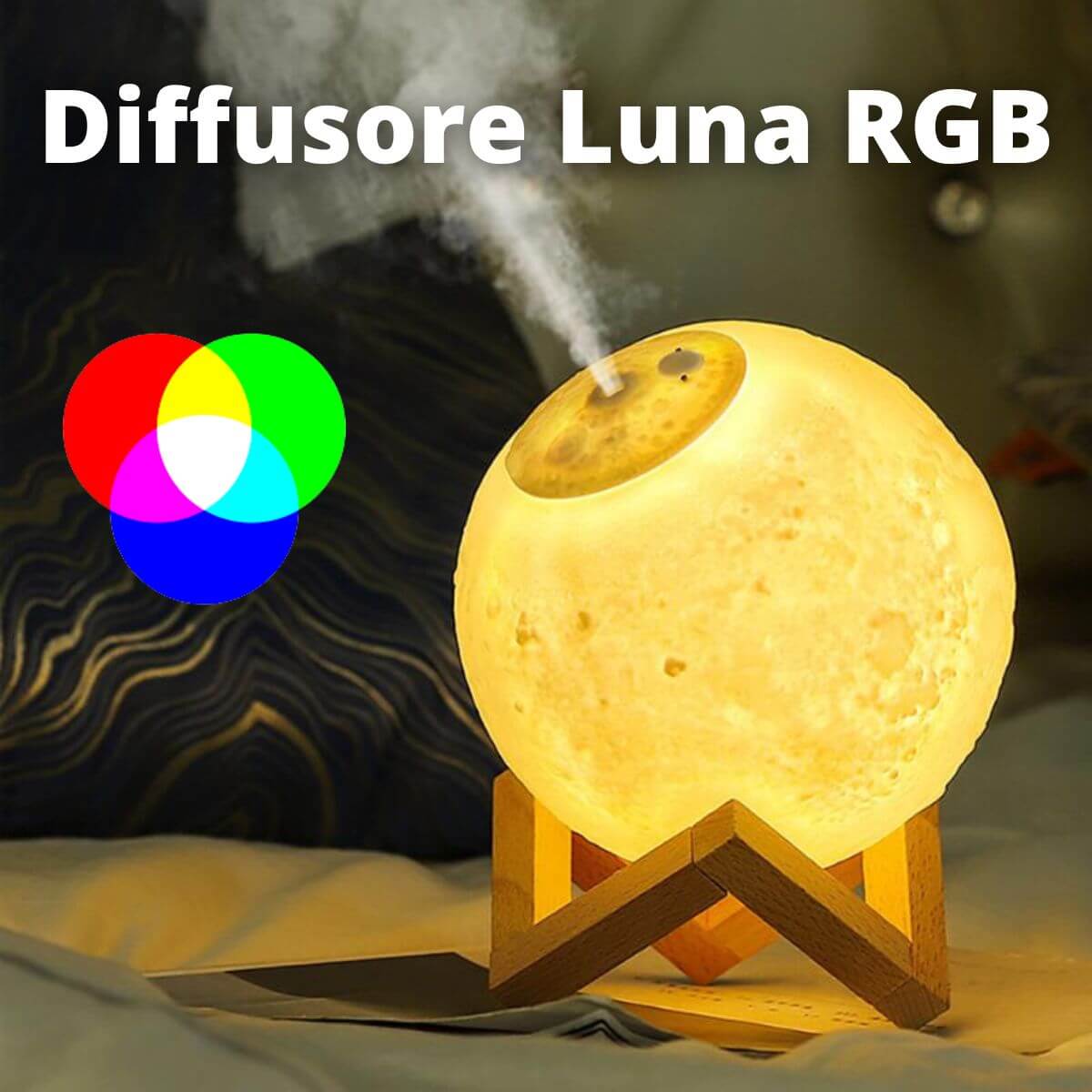 Diffusore Aromi Lampada Luna LED RGB Umidificatore Depuratore