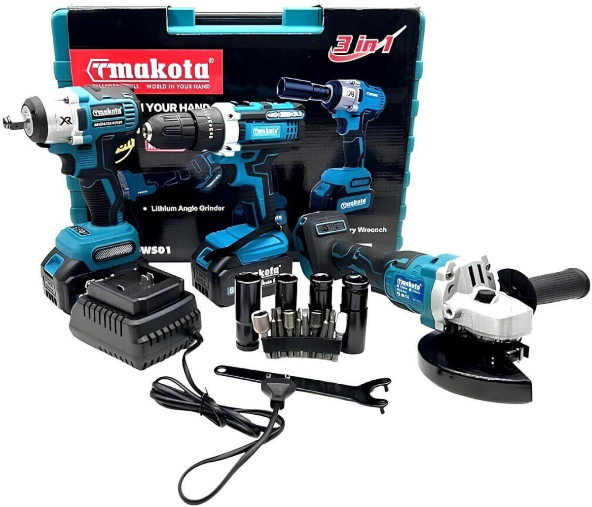 Kit 3 in 1 Trapano Avvitatore Avvitatore a Impulsi Smerigliatrice a Batteria