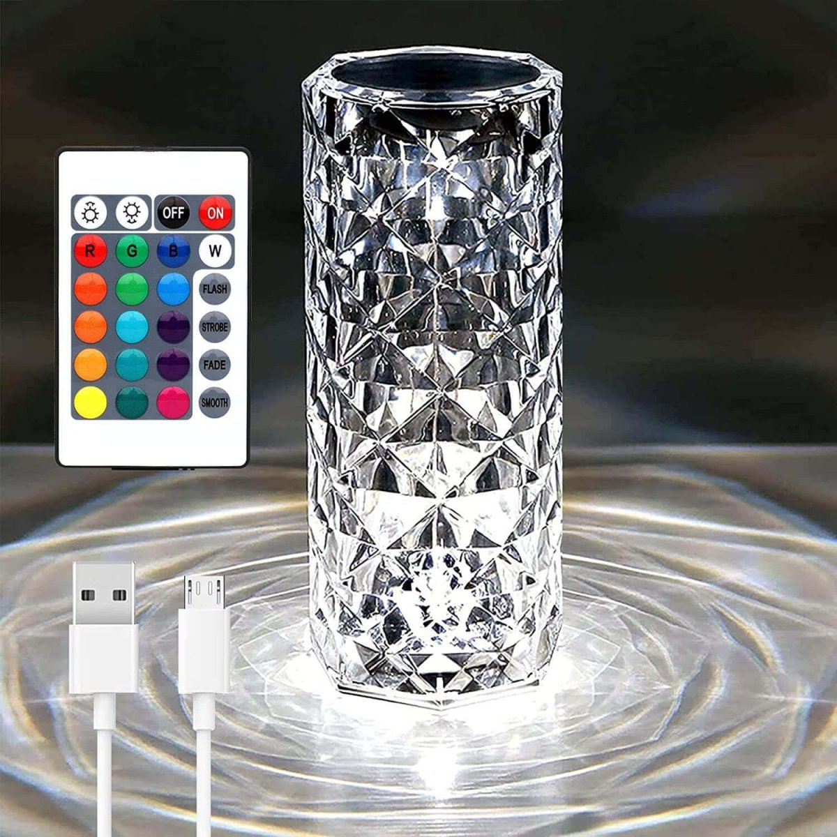 Lampada da tavolo cristallo led trasparente ricaricabile USB touch