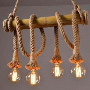 Lampadario in corda portalampada illuminazione a sospensione E27