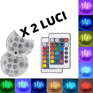 Luci sommergibili 10 LED RGB luce subacquea piscina giardino 2 pezzi