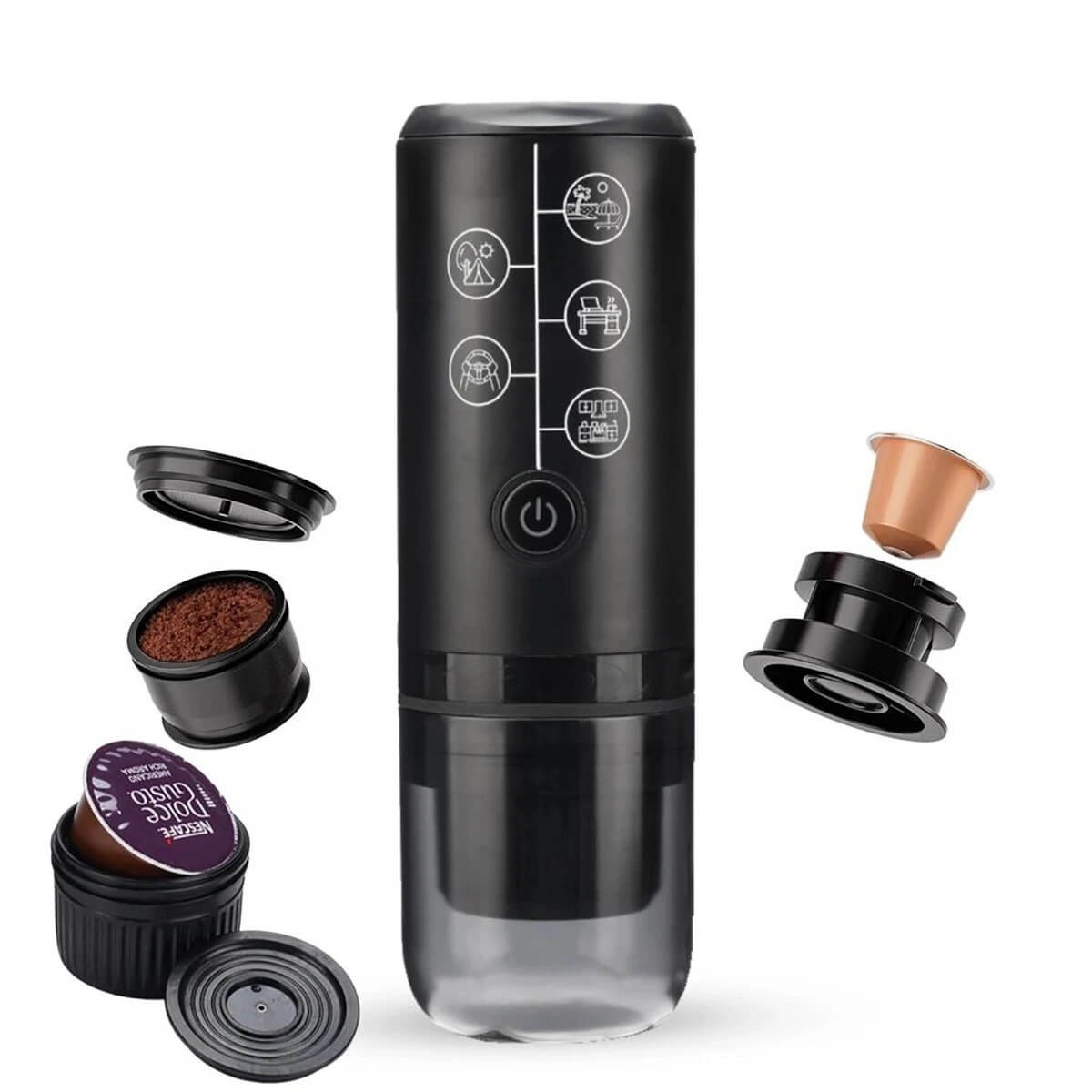 Macchina Caffè Espresso Portatile Elettrica 3in1 Polvere Cialde Sicuro