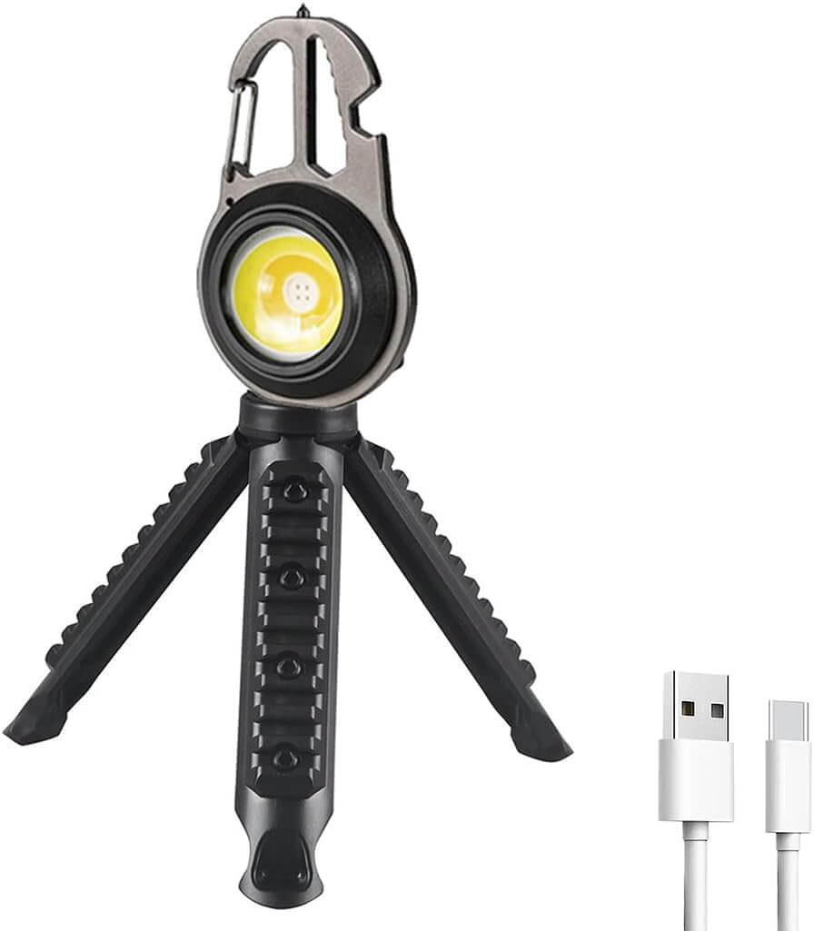 Torcia multifunzione ricaricabile potente campeggio pesca apribottiglie Treppiede